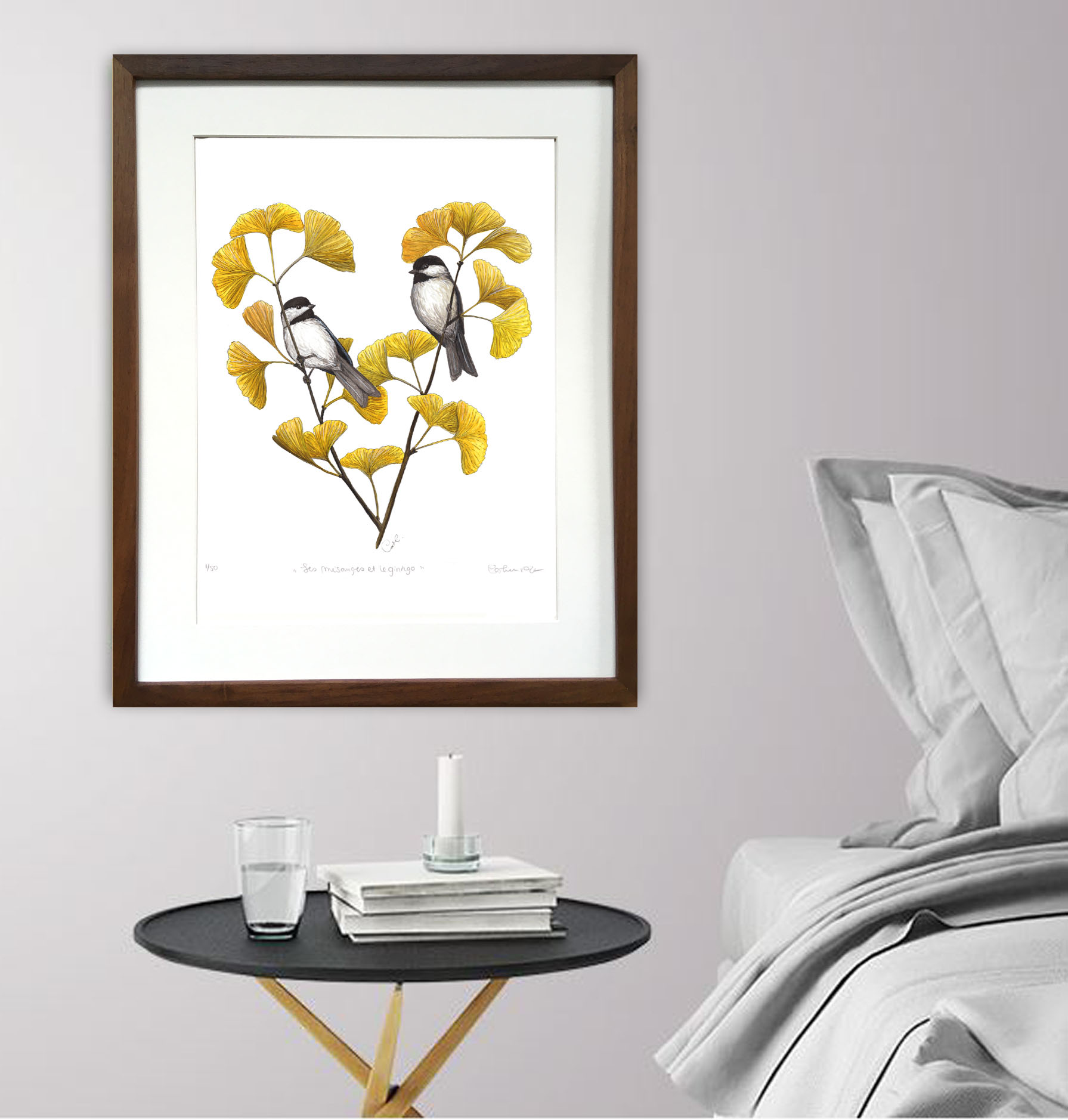 Catherine_Plante_artiste_Mésanges et ginkgo