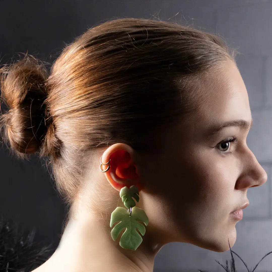 boucles d'oreille 3D plante monstera idée cadeau fête des mères quoi offrir maman je depense local québécois
