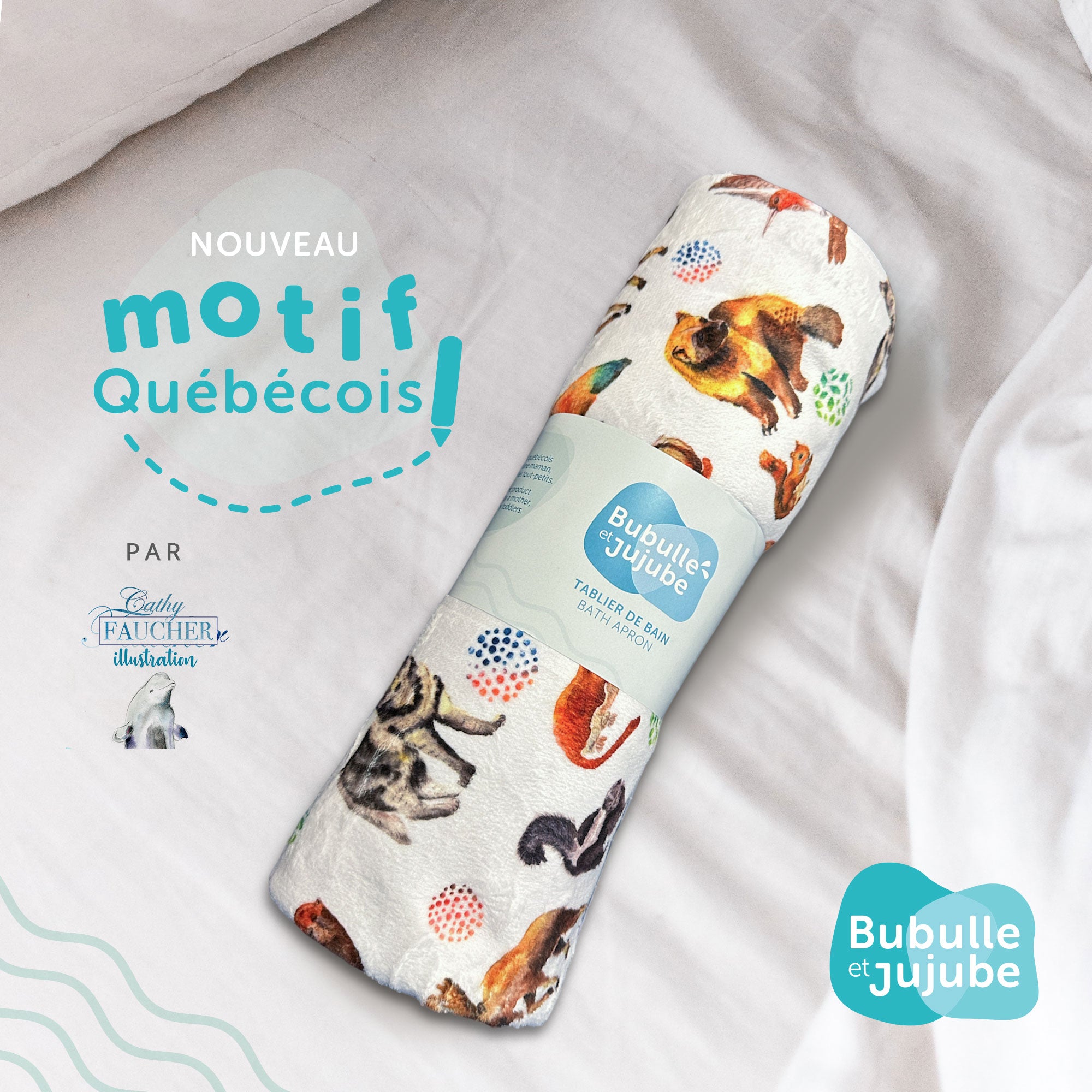 tablier de bain bébé Bubulle et Jujube entreprise québécoise jedepenselocal.com